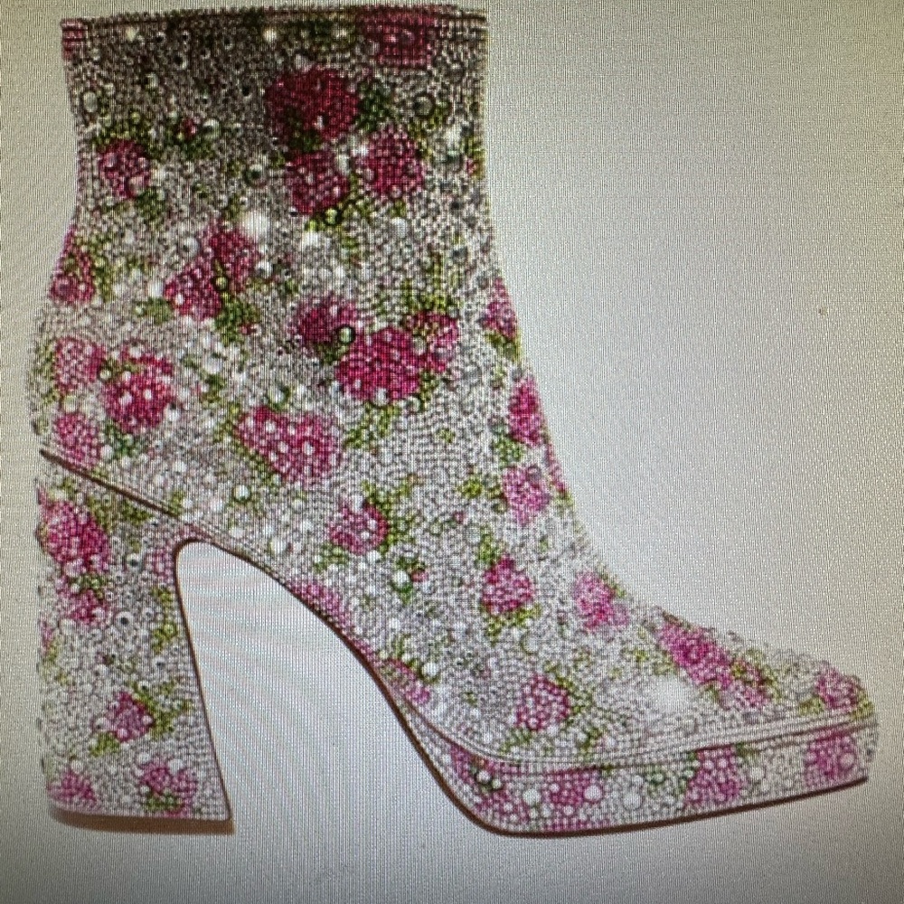Betsey Johnson DELLA Floral Rhinestone Booties